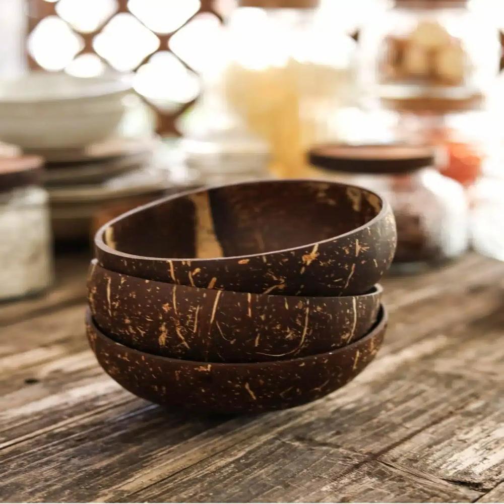Handcrafted Coconut Bowls - Eco-Friendly Unique Kitchenware for Serving 6