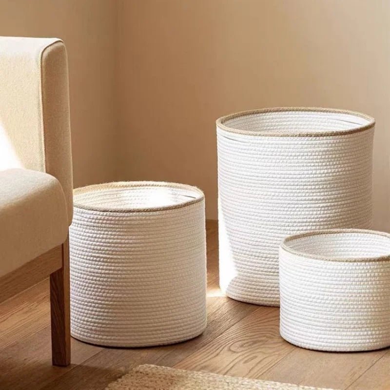 Handmade Cotton Rope Basket - Foldable, Multi-Size Storage Solution 0