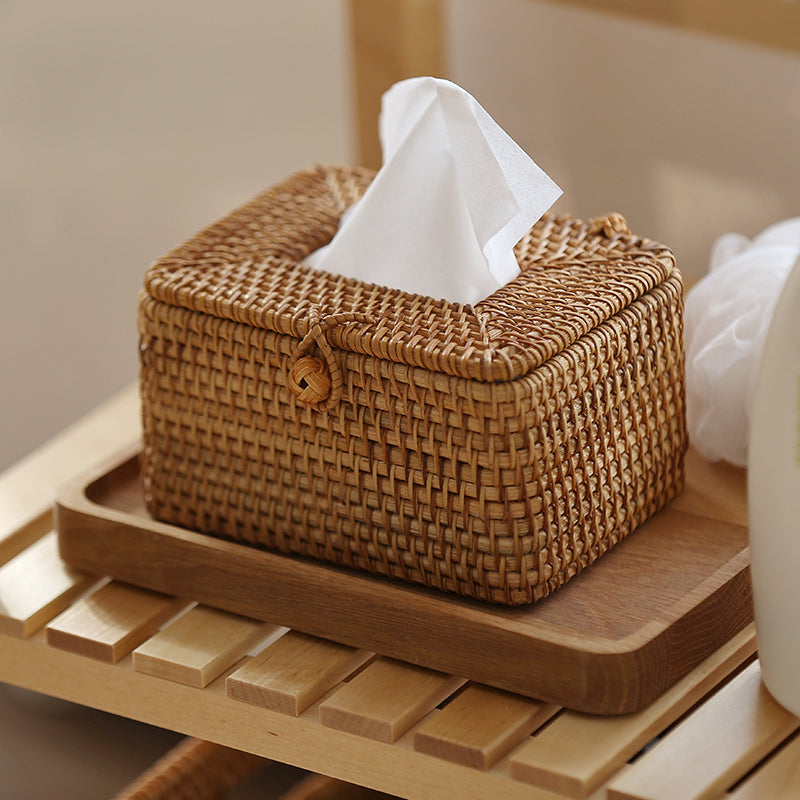 Handmade Rattan Tissue Box Cover - Durable, Stylish Design for Home Décor 2