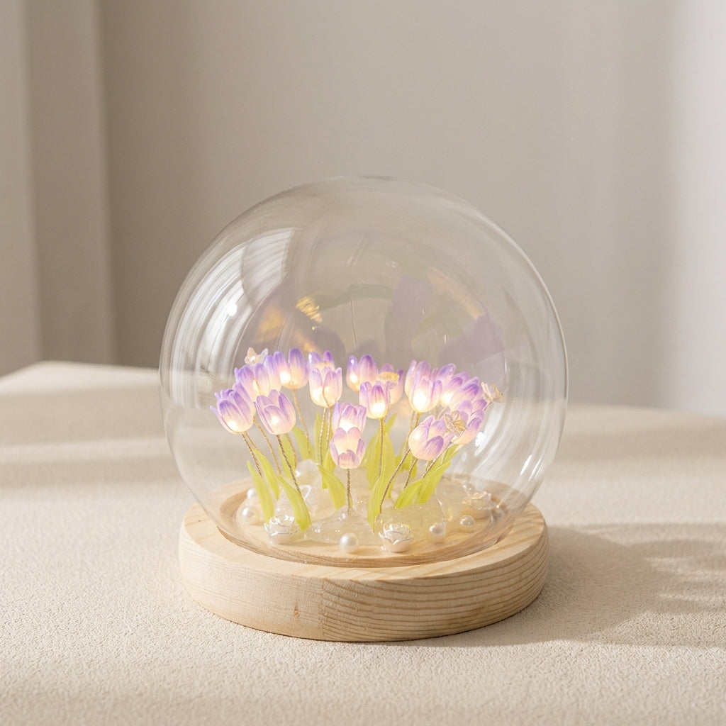 Handmade Tulip Flower Table Lamp – Soft LED Bedside Lamp for Cozy Bedroom Ambience