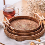 Handwoven Rattan Serving Tray - Eco-Friendly, Lightweight & Stylish 1