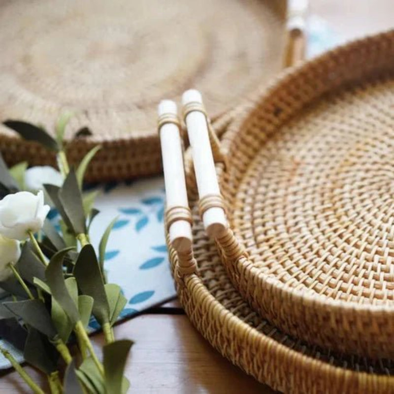Handwoven Rattan Serving Tray - Eco-Friendly, Lightweight & Stylish 5