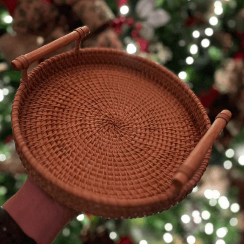 Handwoven Rattan Serving Tray - Eco-Friendly, Lightweight & Stylish 7