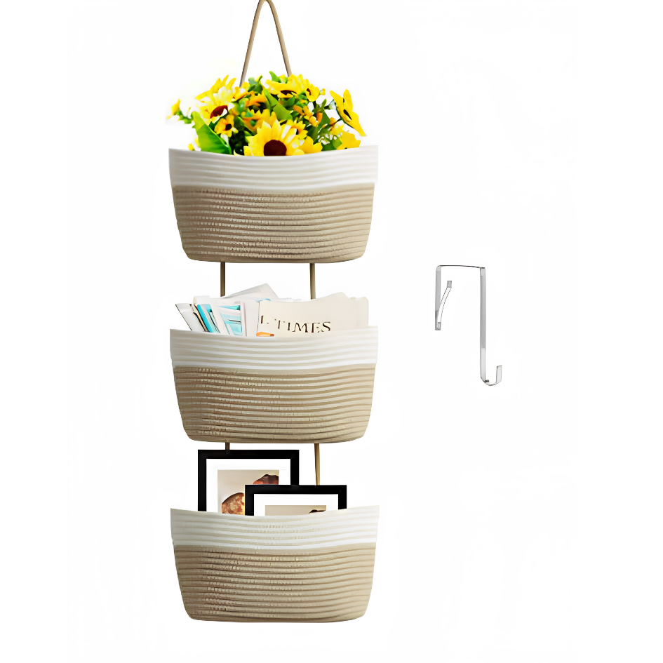 Hanging Basket with 3 Compartments for Vertical Storage & Organization 9