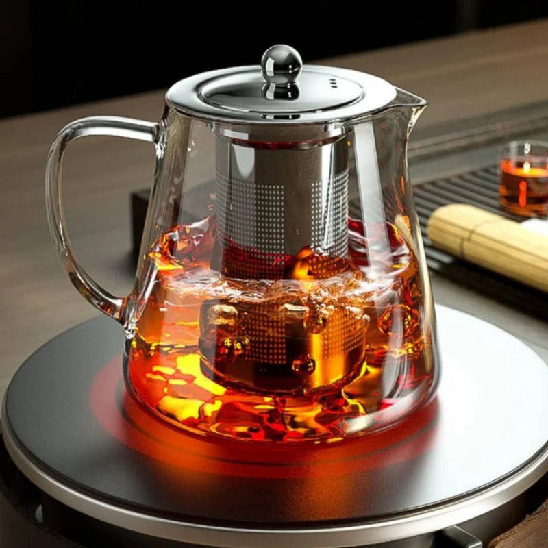 Teapot with Infuser, Borosilicate Glass, 45.6 oz Capacity