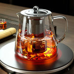 Heat Resistant Glass Teapot with Infuser - Elegant Design & 45.6 Oz Capacity 0