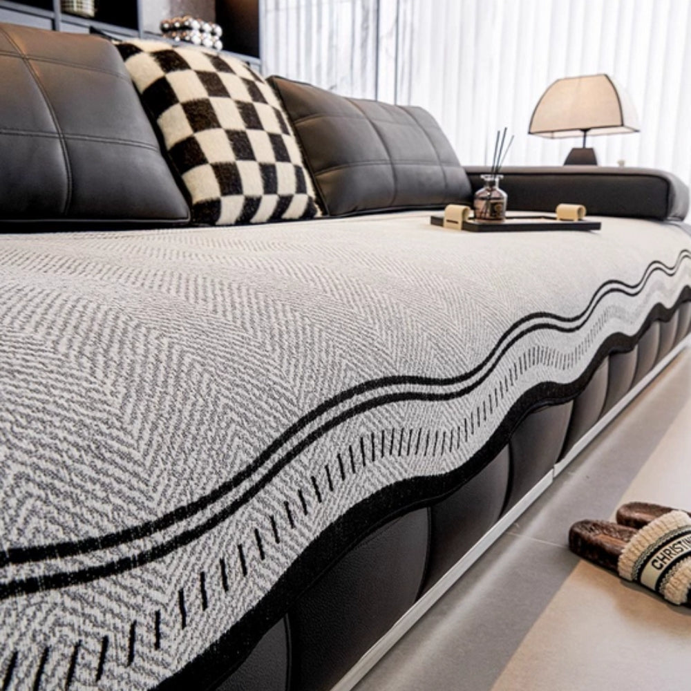 Herringbone Woven Sofa Cover - Stylish, Non-Slip Protection for Pets 1