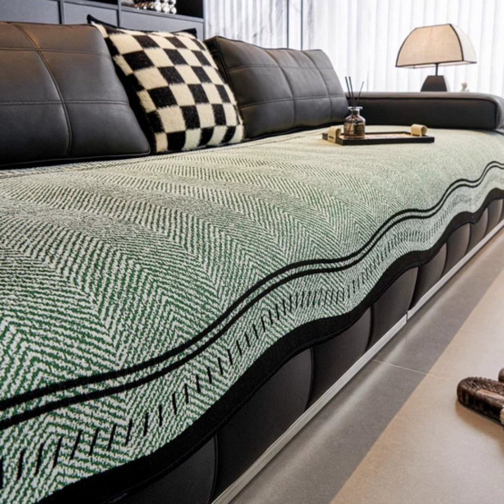 Herringbone Woven Sofa Cover - Stylish, Non-Slip Protection for Pets 4