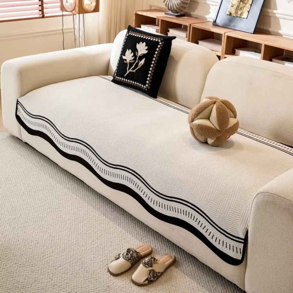 Herringbone Woven Sofa Cover - Stylish, Non-Slip Protection for Pets 8