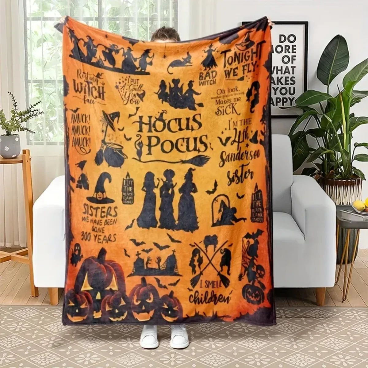 Hocus Pocus Halloween Throw Blanket - Soft, Lightweight Fall Decor 0