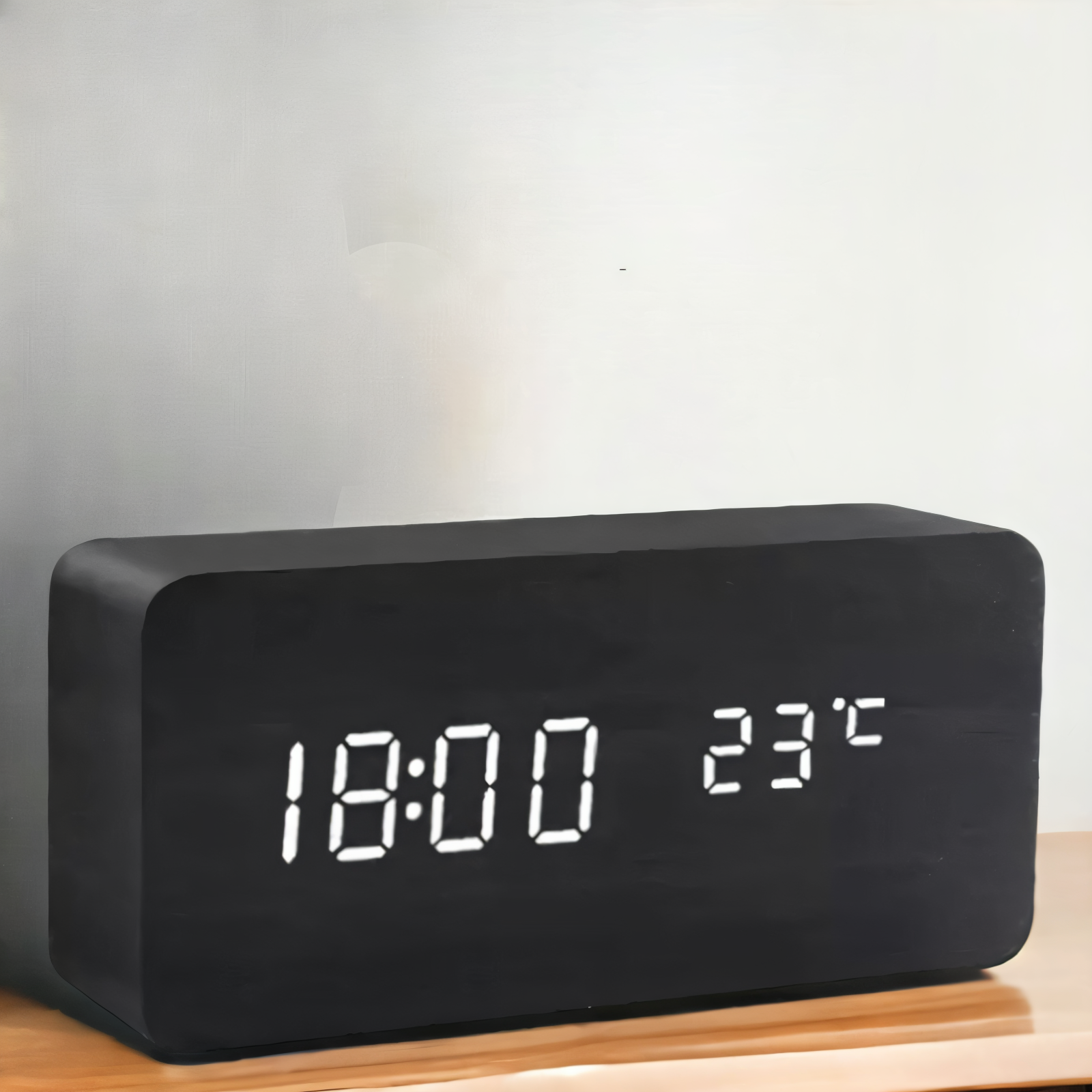 Modern Wooden LED Digital Alarm Clock Ð Smart Bedside Clock with Adjustable LED Display 1