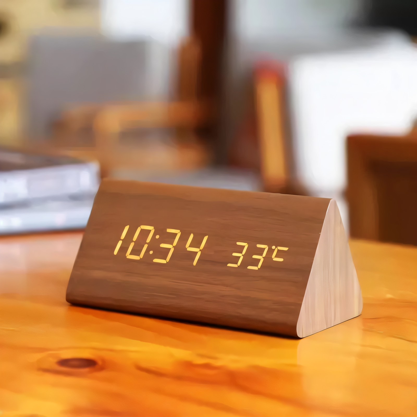 Modern Wooden LED Digital Alarm Clock Ð Smart Bedside Clock with Adjustable LED Display 2