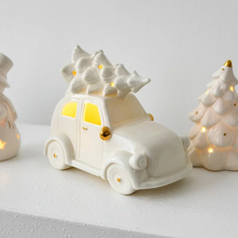 Illuminated Ceramic Snowman - Warm Glow & Charming Holiday Decor 2