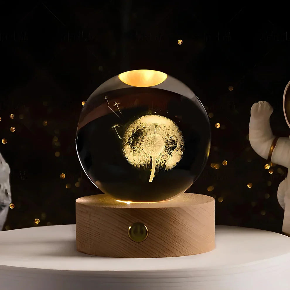Crystal Ball Night Lamp with 3D Laser Art Ð Warm White Light for Relaxation & Modern DŽcor 16