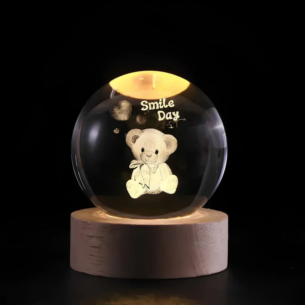Crystal Ball Night Lamp with 3D Laser Art Ð Warm White Light for Relaxation & Modern DŽcor 24