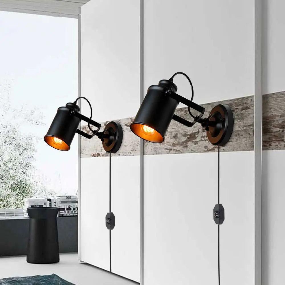 Industrial Plug-In Wall Sconce - Adjustable Lighting with Metal Cage Design 4
