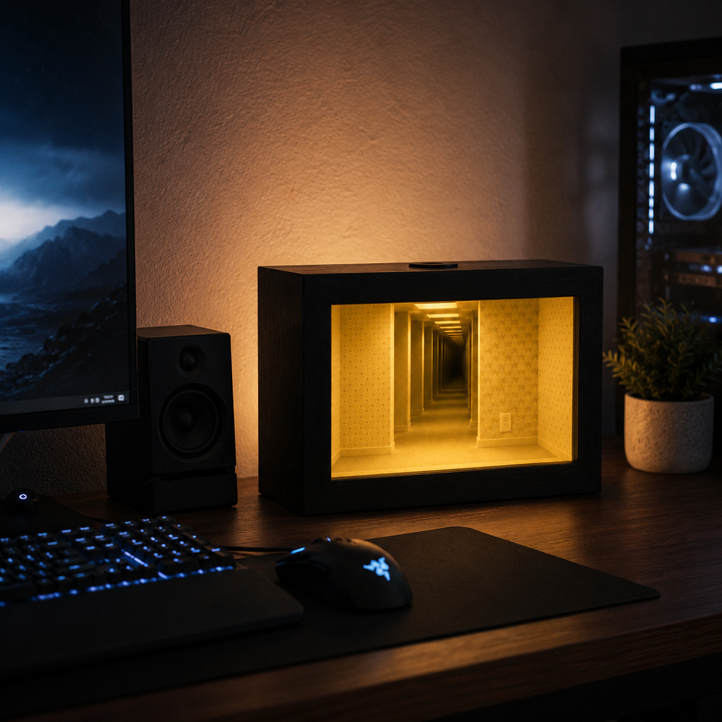 Infinity Mirror Desk Lamp - Warm LED Glow with Endless Corridor Effect 3