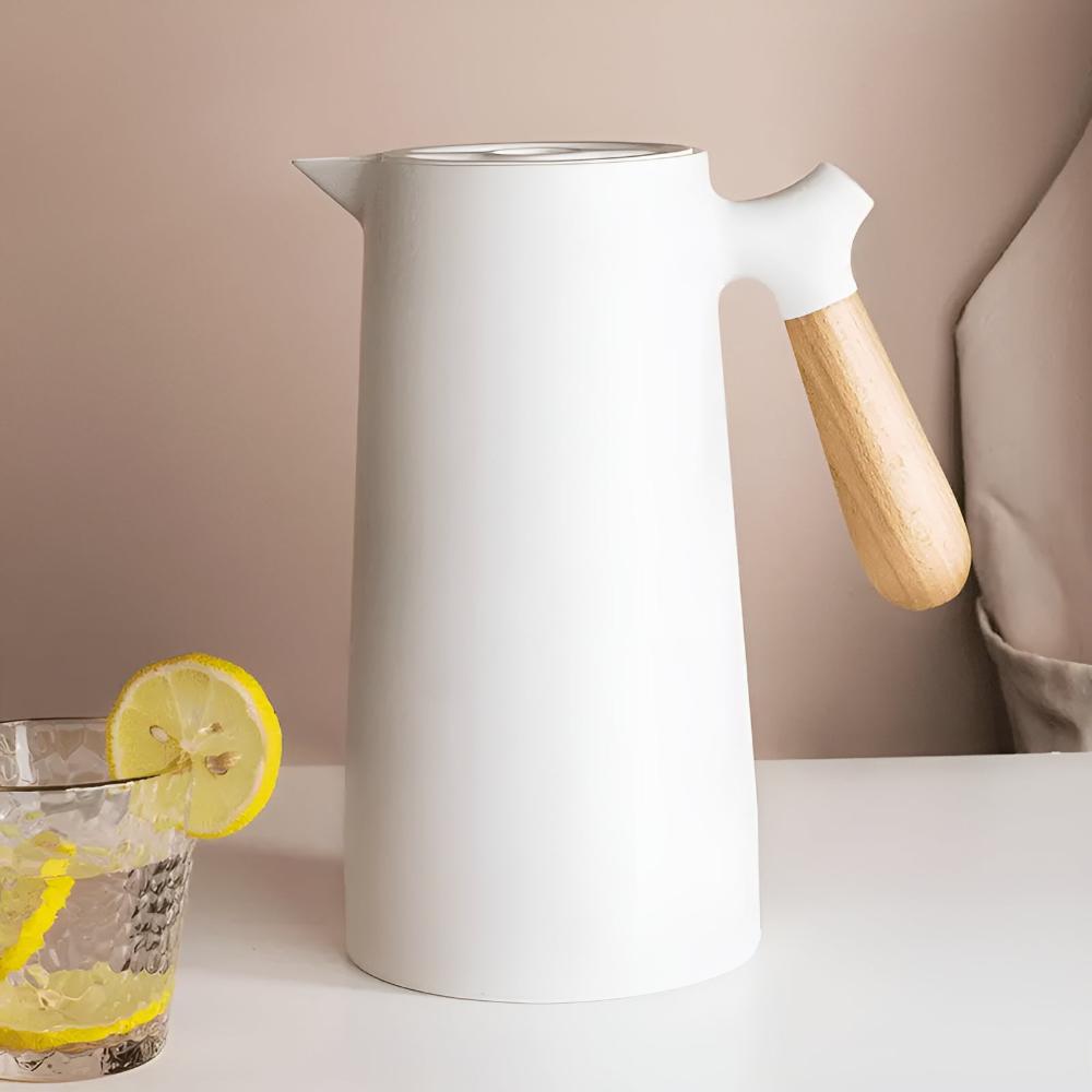 Insulated Carafe with Wooden Handle – Vacuum-Sealed Thermal Coffee and Tea Pot 10