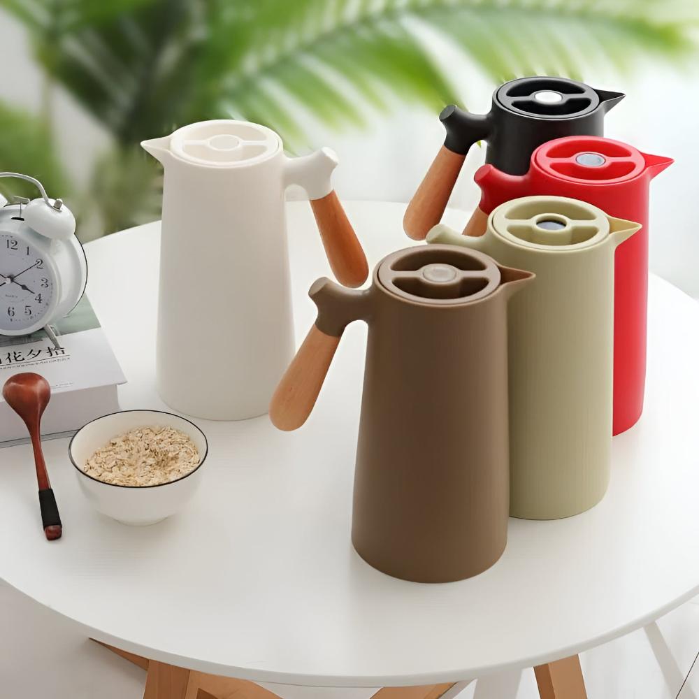 Insulated Carafe with Wooden Handle – Vacuum-Sealed Thermal Coffee and Tea Pot 5