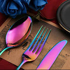 Iridescent Stainless Steel Cutlery Set with Royal Motifs – 4, 16, or 24 Piece Options 5