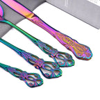 Iridescent Stainless Steel Cutlery Set with Royal Motifs – 4, 16, or 24 Piece Options 6