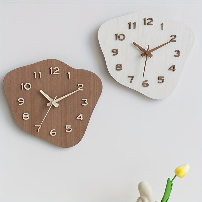 Irregular Wooden Wall Clock with Silent Movement – Unique Modern Wall Clock Decor for Home and Office 1