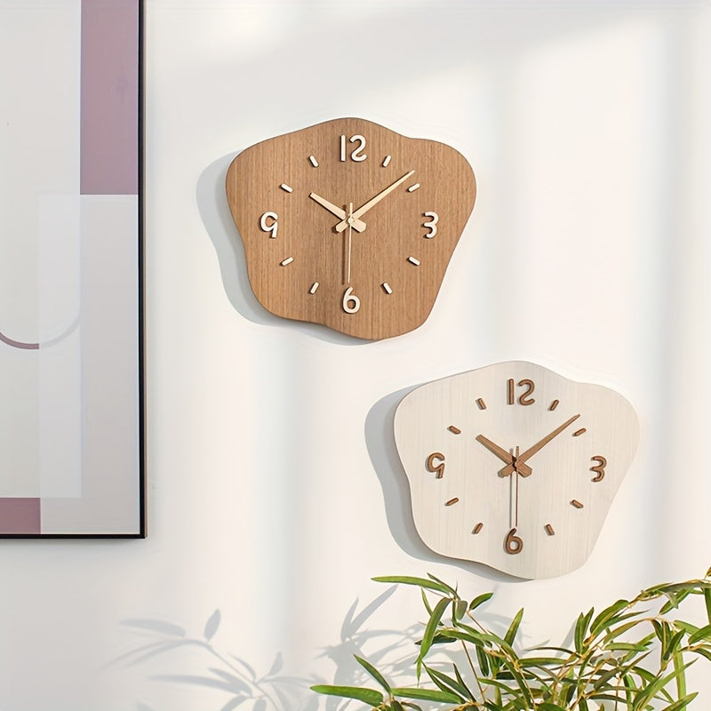 Irregular Wooden Wall Clock with Silent Movement – Unique Modern Wall Clock Decor for Home and Office 4