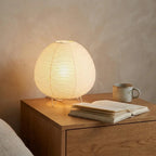Japanese Paper Lantern Table Lamp - Elegant Bedside Lighting for Serene Spaces 0