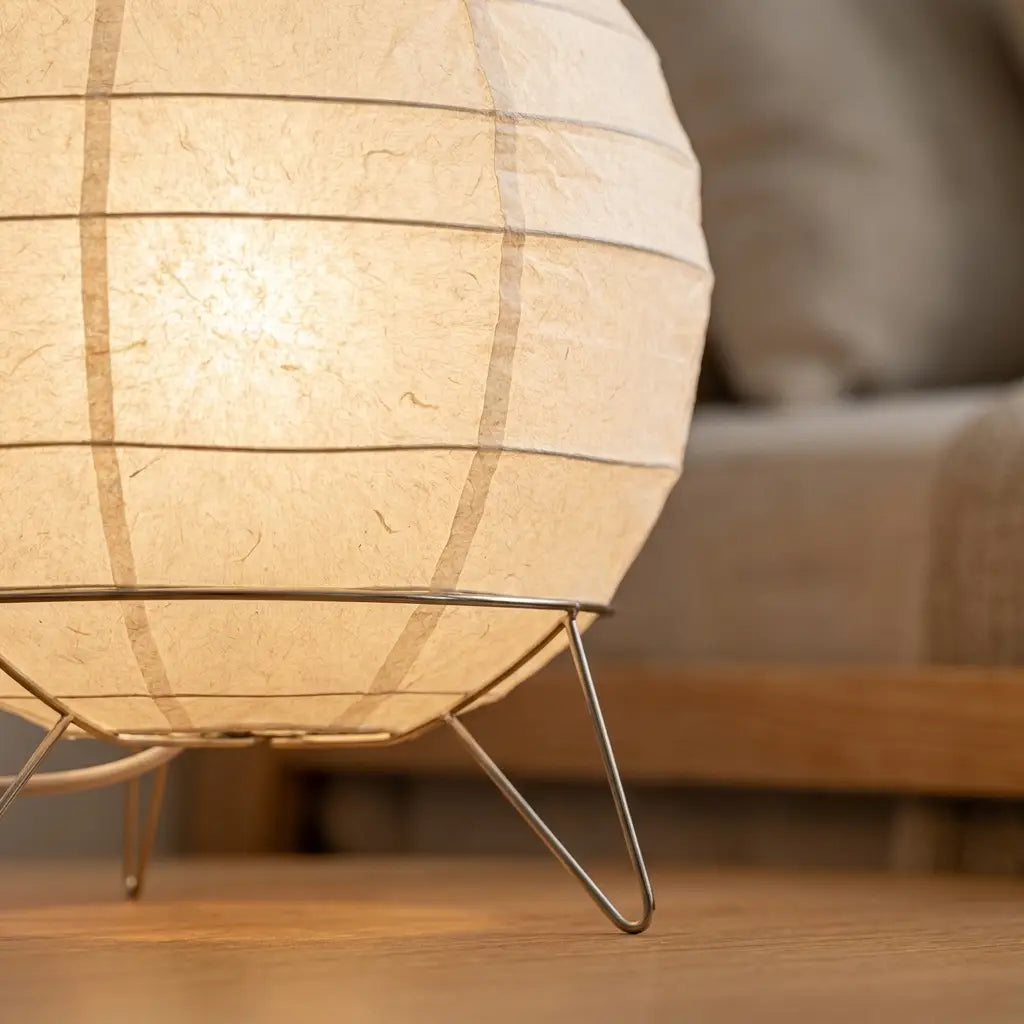 Japanese Paper Lantern Table Lamp - Elegant Bedside Lighting for Serene Spaces 1