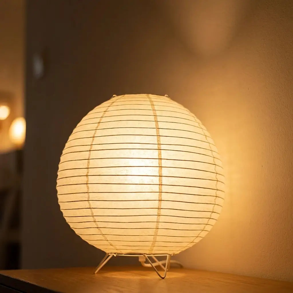 Japanese Paper Lantern Table Lamp - Elegant Bedside Lighting for Serene Spaces 3