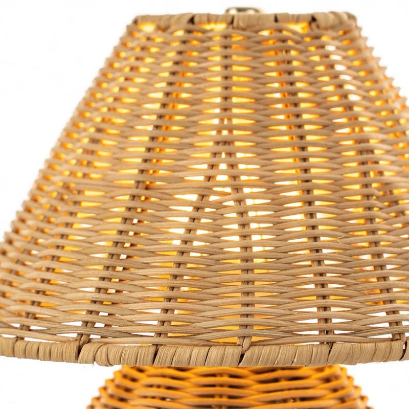 Japanese Style Bamboo Table Lamp with Hemp Rope Shade and USB LED Light – Ideal for Bedside and Desk Use 7