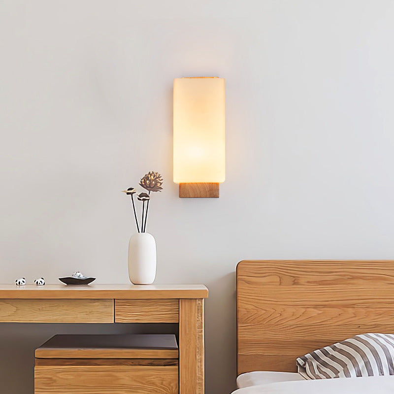Japanese Style Wood Glass Wall Sconce - Elegant Ambient Wall Light 2