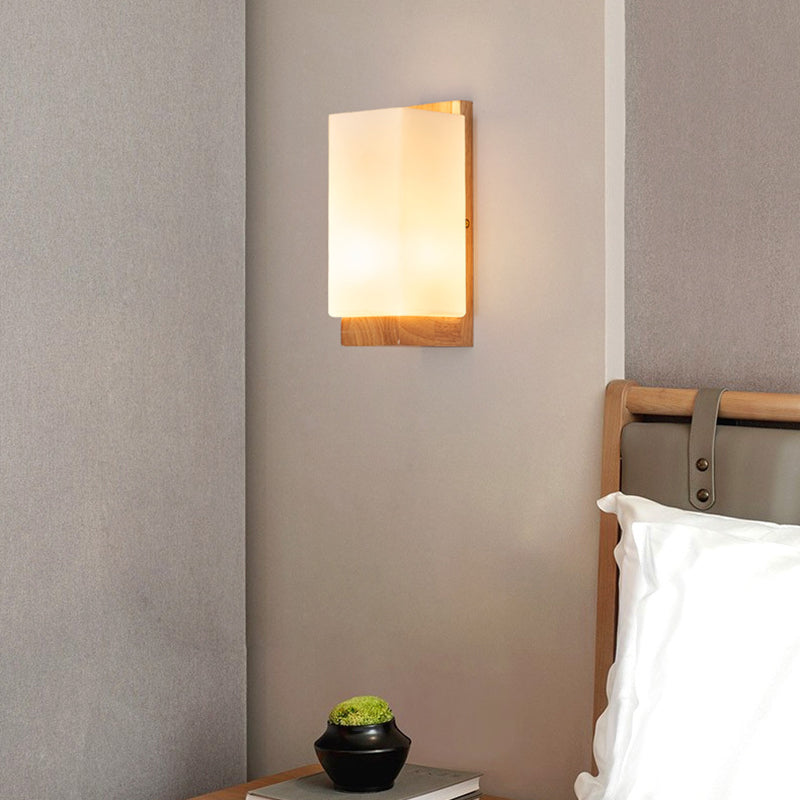 Japanese Style Wood Glass Wall Sconce - Elegant Ambient Wall Light 8