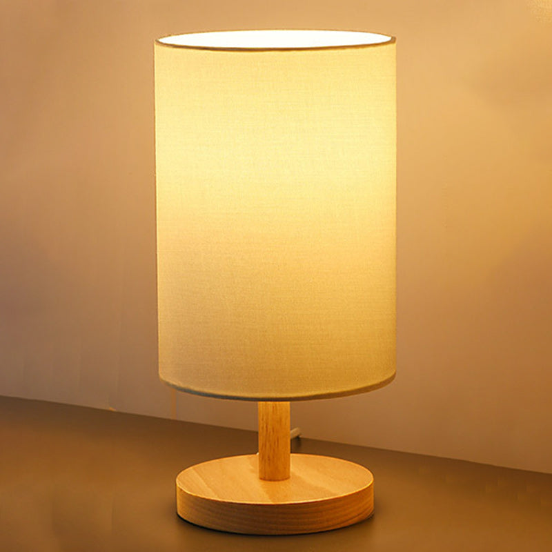 Japanese Style Wood Table Lamp with Fabric Shade – Elegant Bedside Table Lamp for Living Room and Bedroom 1