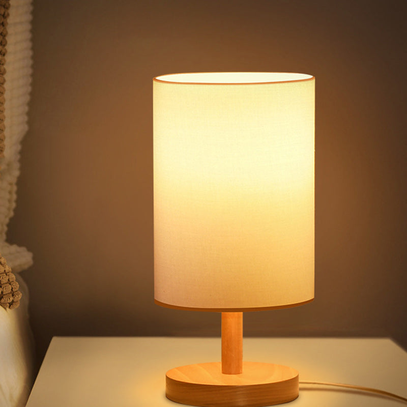 Japanese Style Wood Table Lamp with Fabric Shade – Elegant Bedside Table Lamp for Living Room and Bedroom 3