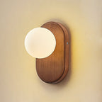 Japanese Wood Glass Wall Sconce - Elegant 1-Light Bedroom Wall Lamp 5