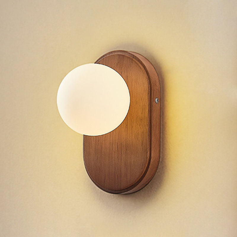 Japanese Wood Glass Wall Sconce - Elegant 1-Light Bedroom Wall Lamp 5