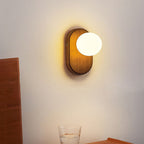 Japanese Wood Glass Wall Sconce - Elegant 1-Light Bedroom Wall Lamp 7