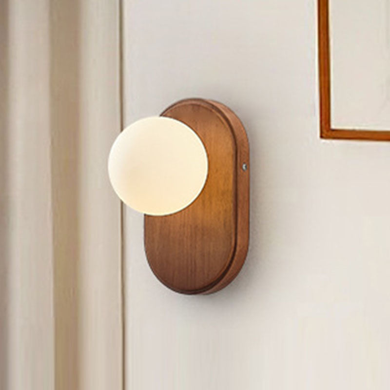 Japanese Wood Glass Wall Sconce - Elegant 1-Light Bedroom Wall Lamp 8