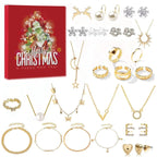 Jewelry Advent Calendar with 24 Gold and Silver Necklaces, Bracelets, and Earrings for Daily Style Variety 0