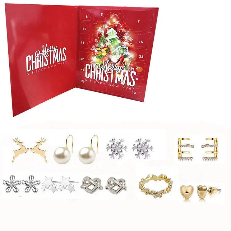 Jewelry Advent Calendar with 24 Gold and Silver Necklaces, Bracelets, and Earrings for Daily Style Variety 2