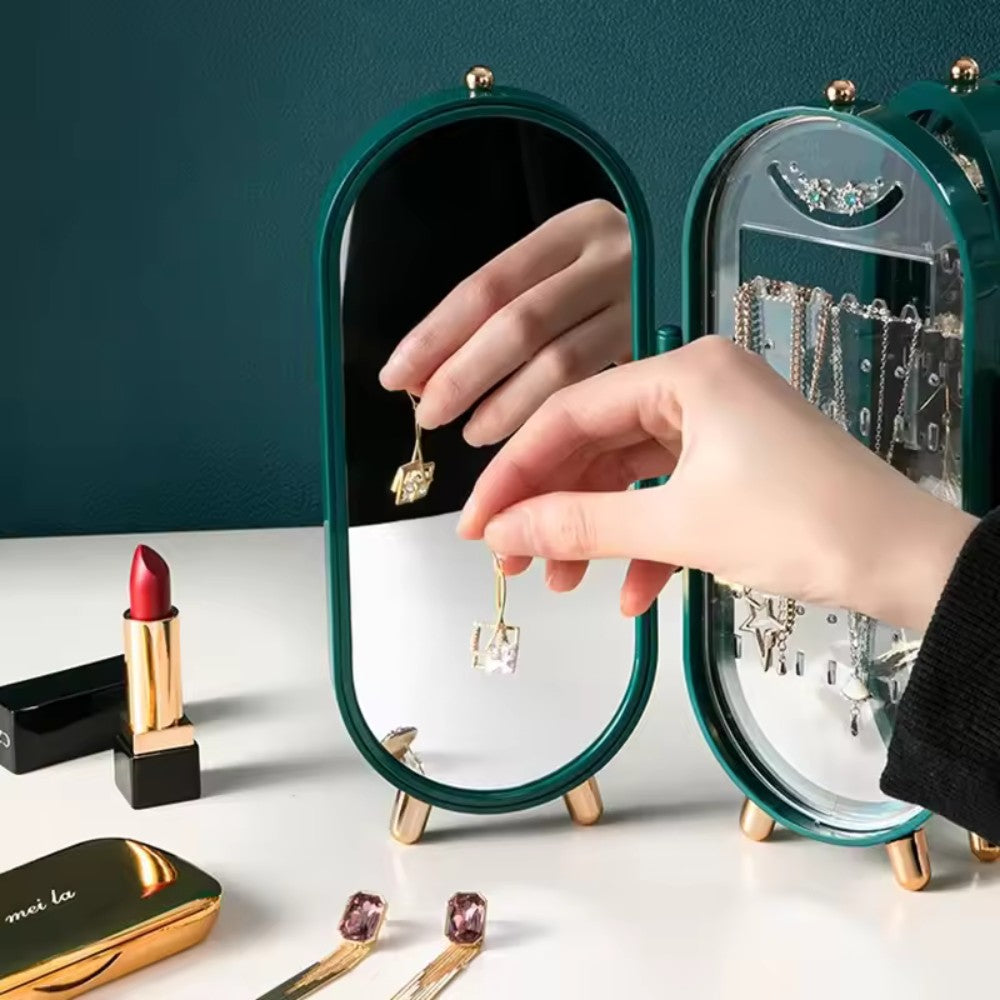 Jewelry Box Organizer - Compact Jewelry Storage with Mirror for Women 1
