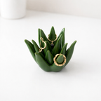 Jewelry Dish Ceramic Green Ring Holder Tray Glazed Finish