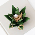 Jewelry Dish Ceramic Green Ring Holder Tray Glazed Finish 4