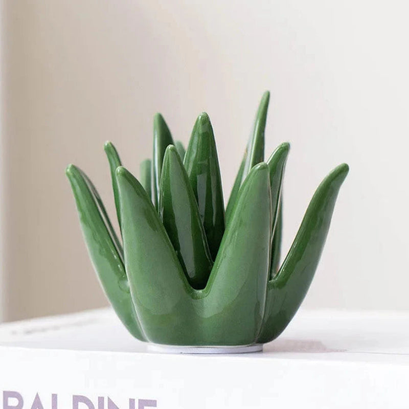 Jewelry Dish Ceramic Green Ring Holder Tray Glazed Finish 6