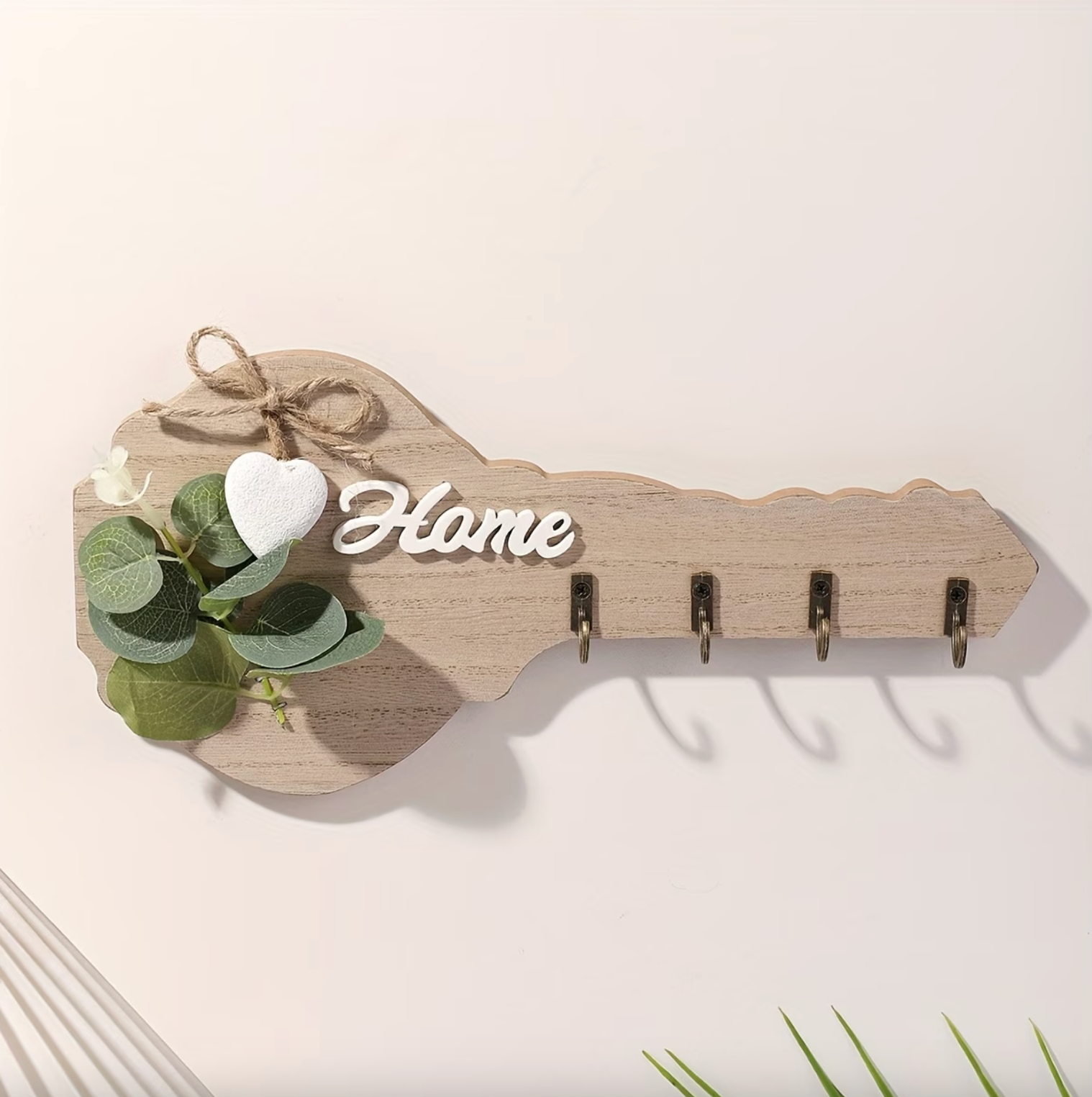 Key Holder for Wall - Rustic Key Organizer with 4 Antique Hooks 0