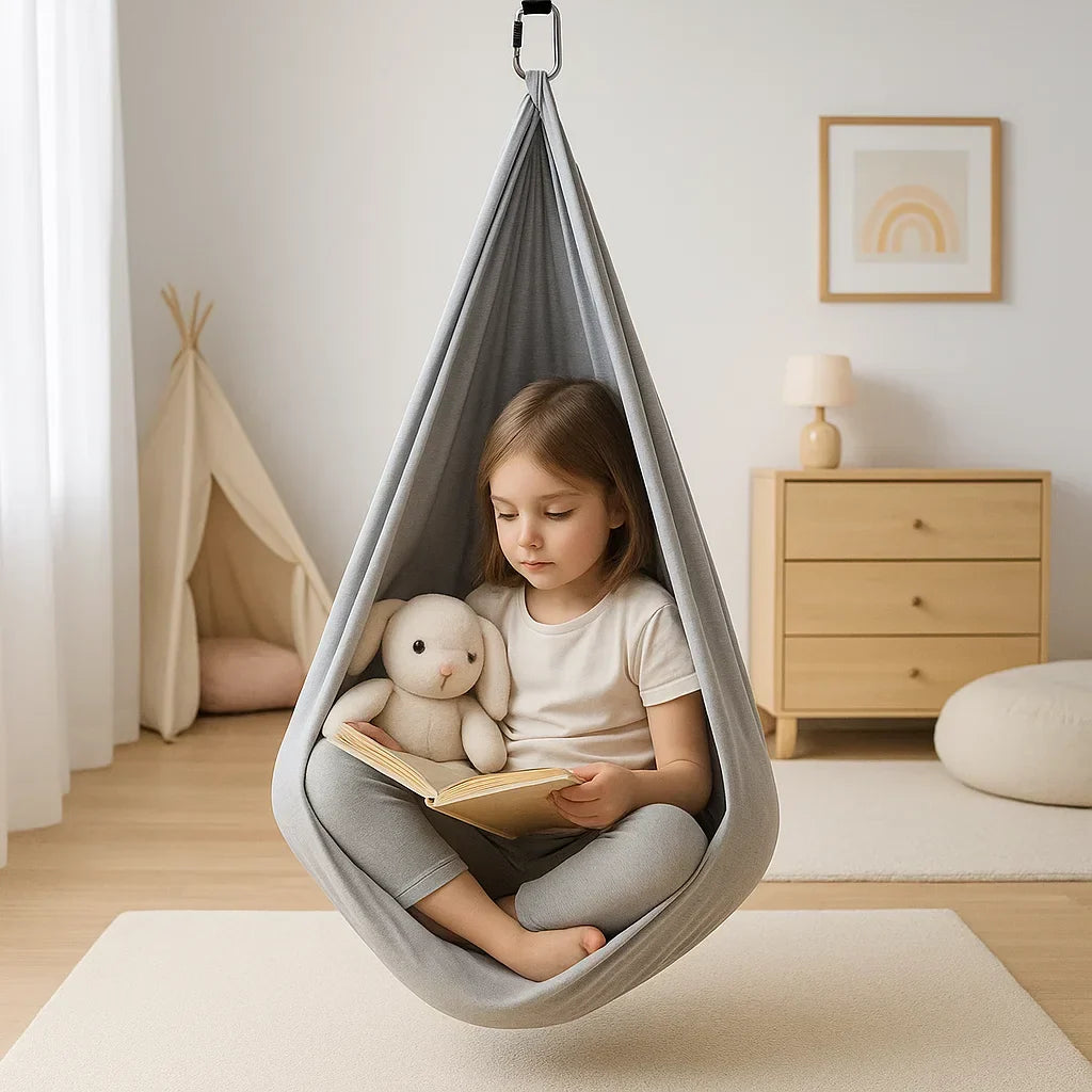 Kids Cotton Hanging Chair - Comfortable Indoor Swing for Sensory Play 0