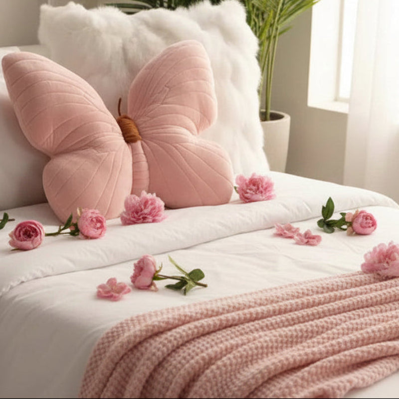 Kids' Butterfly Cushion - Cozy Plush Pillow in Pink & Purple 2
