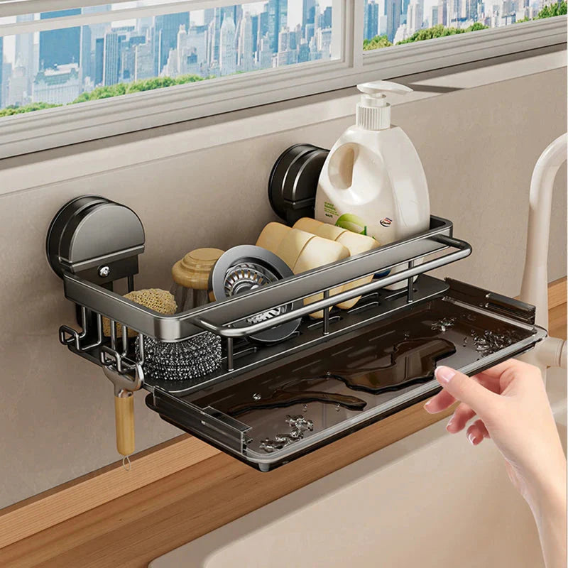 Kitchen Shelf Organizer - Strong Suction Cups & Open Drain Design 0