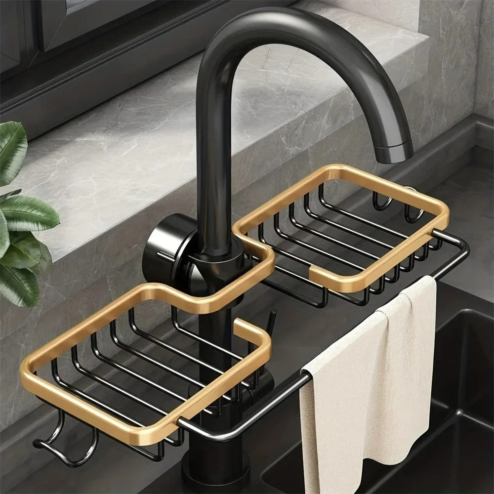Kitchen Sink Caddy Organizer - Space-Saving Sponge Holder with Drip Tray 0